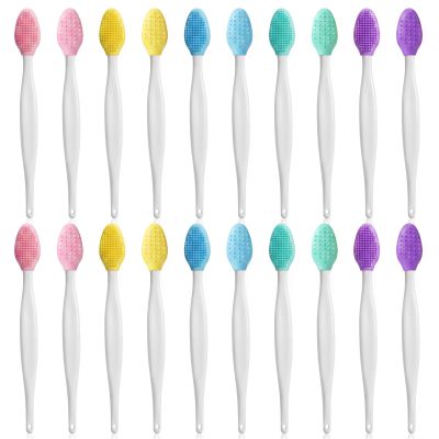 20 Pcs Lip Scrub Brush, Double-Sided Silicone Exfoliating Lip Brush, Lips Scrubber Exfoliator Tool for Men Women Dark Lips Lightening Smooth