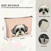 LRWHDFW Shih Tzu Dog Makeup Bag Gifts for Women, Shih Tzu Lover Gifts Cosmetic Bag, Cute Dog Pink and White Striped Zipper Makeup Pouch Travel Toiletry Bag view 4