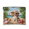 Summer Cavalier King Charles Spaniel Dog Beach Makeup Bag 7x9 Inch for Travel Purse, Palm Coastal Beachy Cosmetic Pouch for Women, Fun Portable Canvas Zipper Organizer Toiletry Pouch view 1