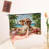 Summer Cavalier King Charles Spaniel Dog Beach Makeup Bag 7x9 Inch for Travel Purse, Palm Coastal Beachy Cosmetic Pouch for Women, Fun Portable Canvas Zipper Organizer Toiletry Pouch view 2
