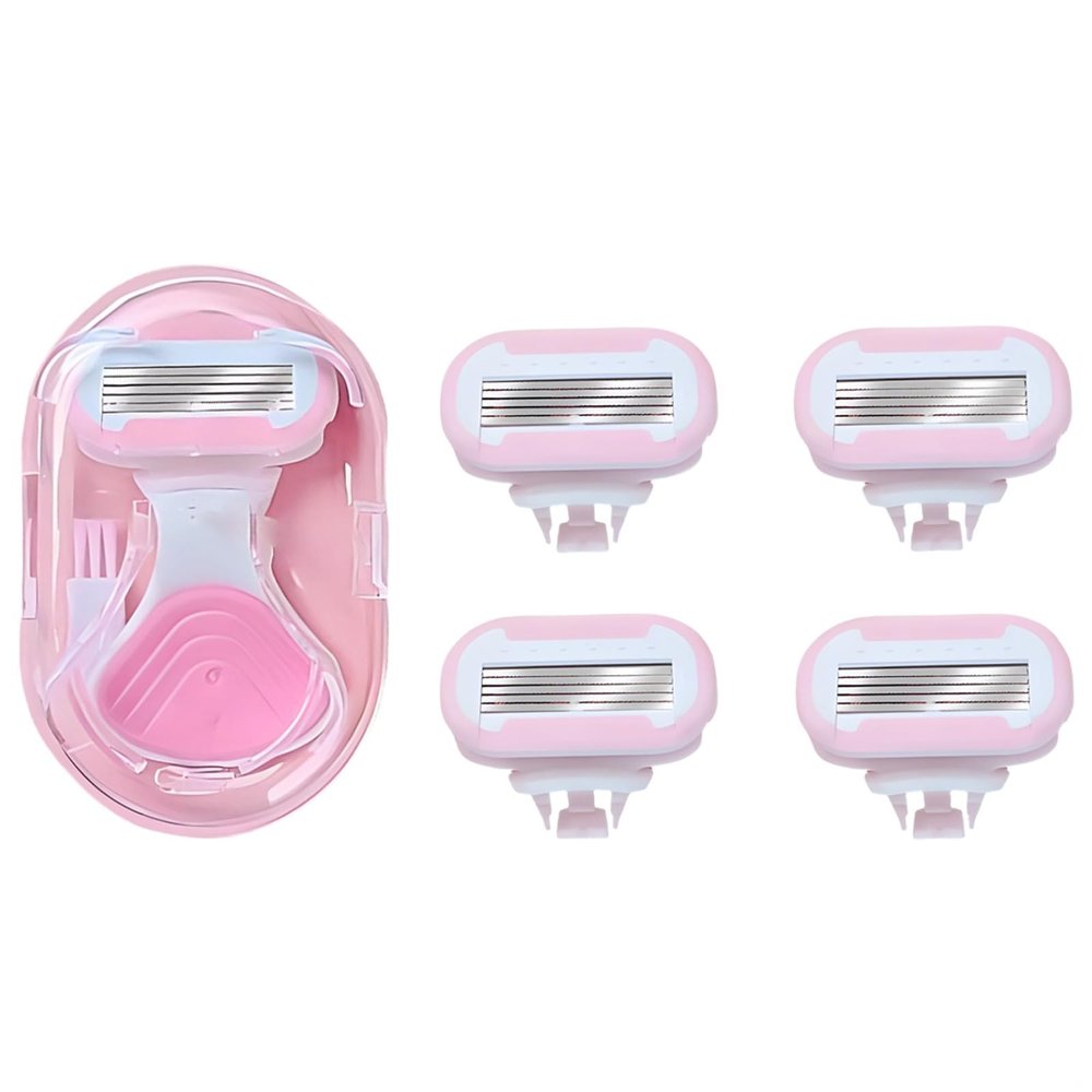 Machify 6 Pcs Lavender 4-Cutter Razor Set for Women, Travel Essential with 4 Refills, Mini Razor in Protective Case, Gentle Hair Removal for Legs, Underarms, Sensitive Skin