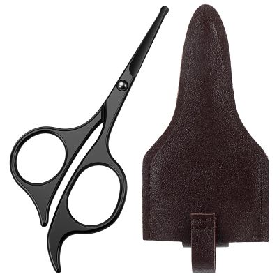 Amabro 4.7-inch Small Nose Hair Scissors, Stainless Steel Scissor with Rounded Tips Curved Safety Precision Grooming for Trimming Details Facial Hair Eyebrow Beard Mustache Men Women, Travel Safe
