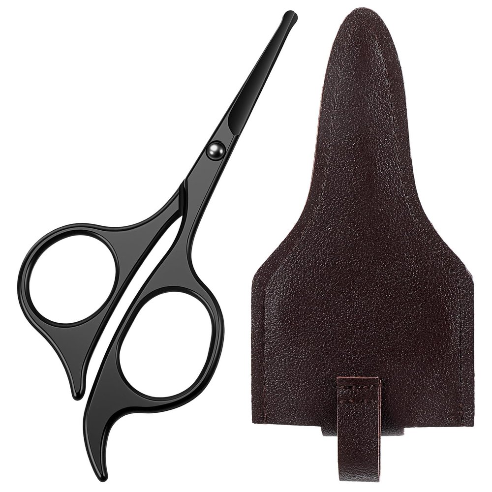 Amabro 4.7-inch Small Nose Hair Scissors, Stainless Steel Scissor with Rounded Tips Curved Safety Precision Grooming for Trimming Details Facial Hair Eyebrow Beard Mustache Men Women, Travel Safe