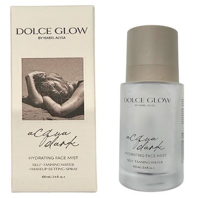Dolce Glow Acqua Dark Self-Tanning Water Hydrating Face Mist Makeup Setting Spray for a Natural Radiant Glow 3.4 fl oz