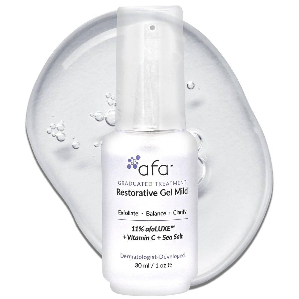 afa Restorative Gel Mild 11% Gentle Exfoliating Gel with afaLUXE, Vitamin C & Dead Sea Minerals For Brighter Skin, Smaller Pores, Smooth Texture & Fine Line Reduction, 1.0 fl oz