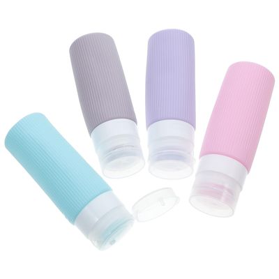 LABRIMP 4 Pcs 90ml Travel Silicone Bottles for Toiletries Refillable Squeeze Containers Portable Cosmetic Liquid Bottles for Shampoo Lotion Body Wash