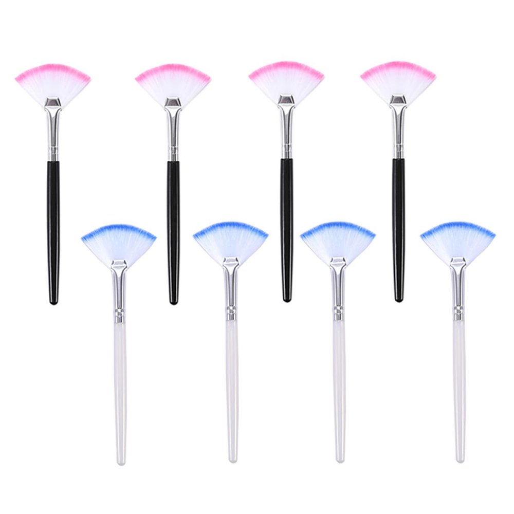 GAROZATION 8pcs Fan-shaped Facial Mask Brushes Soft Bristles with Long Handles Cosmetic Tools for Skincare and Makeup Application at Home and Spa