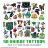 Minecraft Temporary Tattoos for Kids (50 pack). Made in the USA w Certified Safe Ink. Birthday Party Supplies and Party Favors Kit. Bulk Temporary Tattoos Stickers Set for Girls and Boys view 2