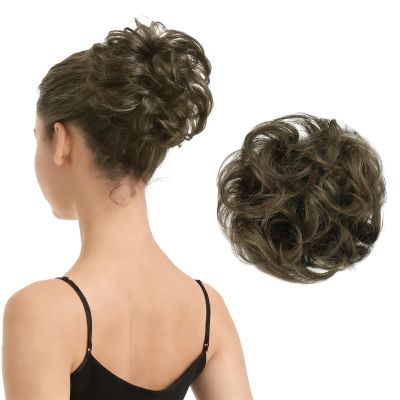 BARSDAR 100% Human Hair Bun Extension - Real Human Hair Brown Messy Bun Scrunchie for Women - Elastic Wavy Small Updo Chignons Chocolate Brown Hairpieces Soft Lightweight Natural Looking Daily