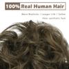 BARSDAR 100% Human Hair Bun Extension - Real Human Hair Brown Messy Bun Scrunchie for Women - Elastic Wavy Small Updo Chignons Chocolate Brown Hairpieces Soft Lightweight Natural Looking Daily view 2