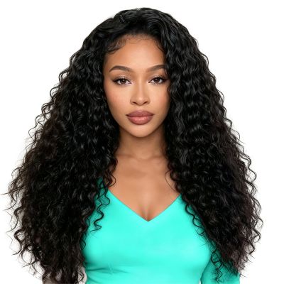 Maytune Curly Half Wig Human Hair 200 Density 3 In 1 Seamless Flip Over Half Wigs Human Hair Glueless Wear and Go Beginner Friendly Deep Wave Human Hair Drawstring Headband Wig for Women 20 Inch