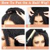 Maytune Curly Half Wig Human Hair 200 Density 3 In 1 Seamless Flip Over Half Wigs Human Hair Glueless Wear and Go Beginner Friendly Deep Wave Human Hair Drawstring Headband Wig for Women 20 Inch view 3