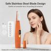 3-Speed Electric Hair Remover for Women, Painless Facial Trimmer with LED Light, IPX4 Waterproof, USB Rechargeable, Magnetic Blade for Face & Body (White/Orange) (Orange) view 2