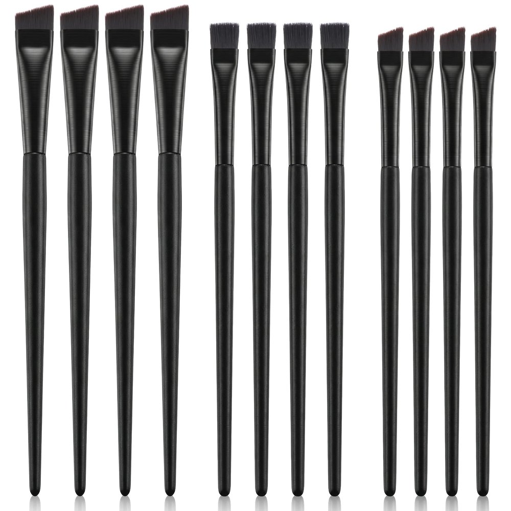 12 Pcs Angled Eyeliner Brush Set, Brow Tint Brush Precision Thin Multi-use for Brow Tinting Eyeliner Application