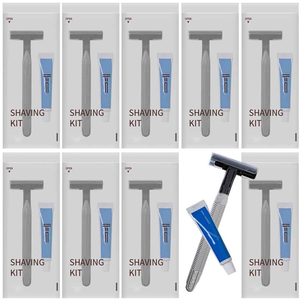 10Pack Luxury Skin Friendly Travel Disposable Razors Kit with Shave Cream; Individually Wrapped; Guest Shaving Set; All Purpose Shaving Razor for Hotel, Salon, Home Care and Travel