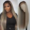 34 Inch Ash Blonde Wig Human Hair 200% 13x6 HD Lace Front Straight Wigs view 2