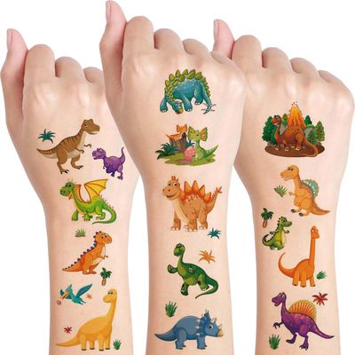 10 Sheets Dinosaur Temporary Tattoos for Kids,Cute Dinosaur Stickers for Birthday Parties, Carnival Favors, Classroom Rewards for Boys and Girls