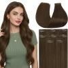 Full Shine Chestnut Brown Human Hair Clip in Extensions view 1