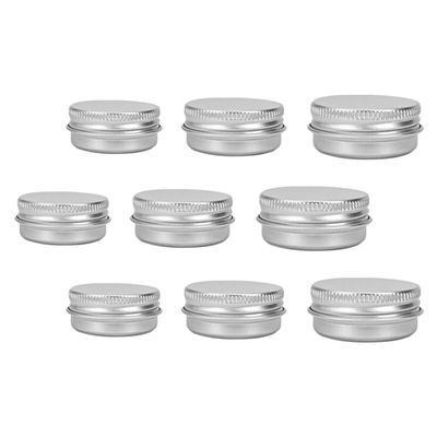 HOOWIFFY 9pcs Aluminum Cream Can and Metal round Tins Set with Screw Lids, 10g/15g/30g Sizes, Refillable Cosmetic Containers for Travel and Skincare Storage