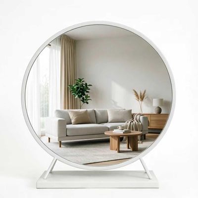 Round Tabletop Vanity Mirror, High Definition HD Silver Mirror, Sturdy Metal Base, Ergonomic No Bending, Metal Baked Enamel(A,M)