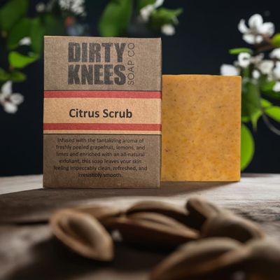 Dirty Knees Soap Co. Citrus Scrub Bar Soap, with Natural Exfoliant, Grapefruit Lemon Lime Scent, 4.2 oz