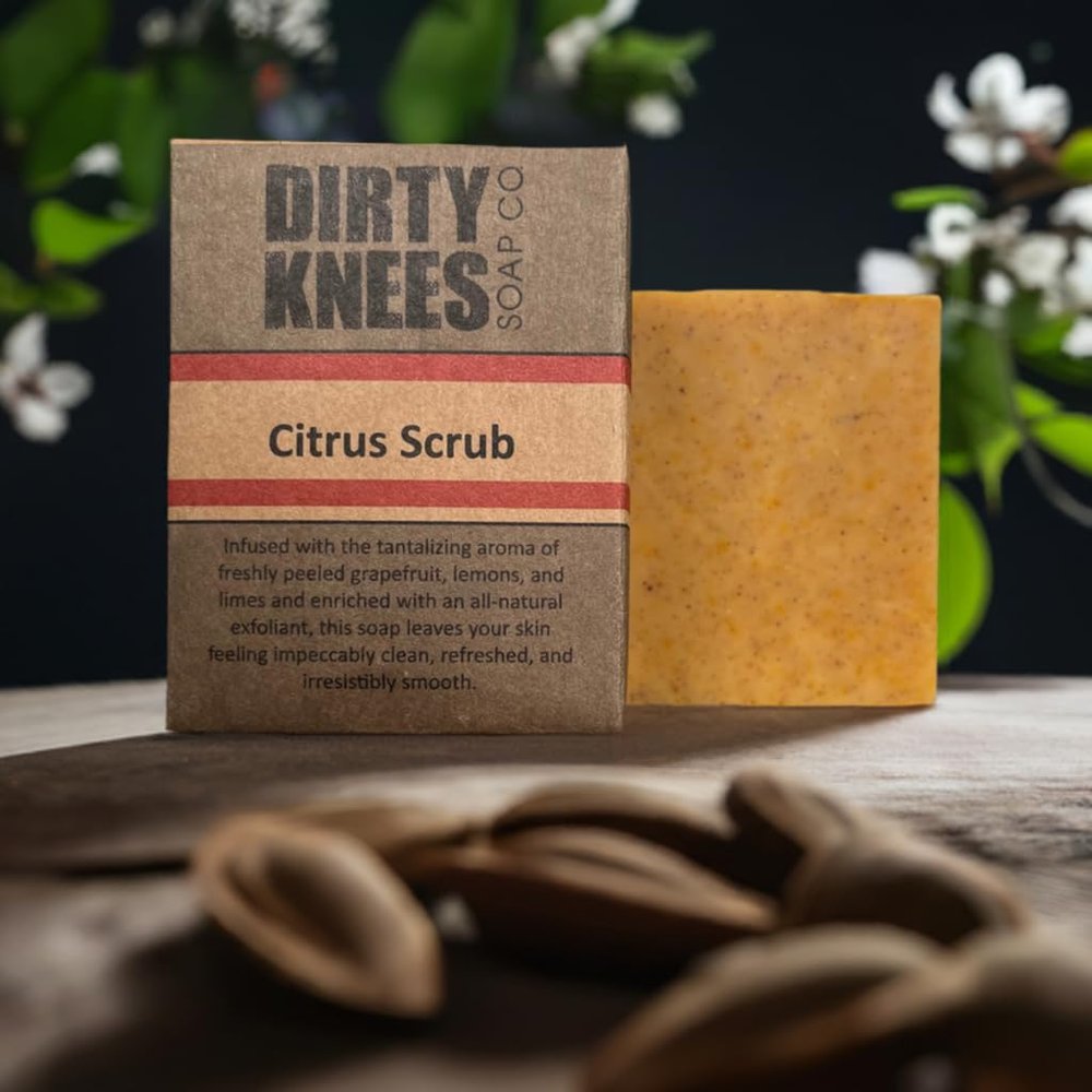 Dirty Knees Soap Co. Citrus Scrub Bar Soap, with Natural Exfoliant, Grapefruit Lemon Lime Scent, 4.2 oz