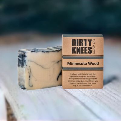Dirty Knees Soap Co. Minnesota Wood Bar Soap, Charcoal, Deep Cleansing, Handcrafted, 4.2oz