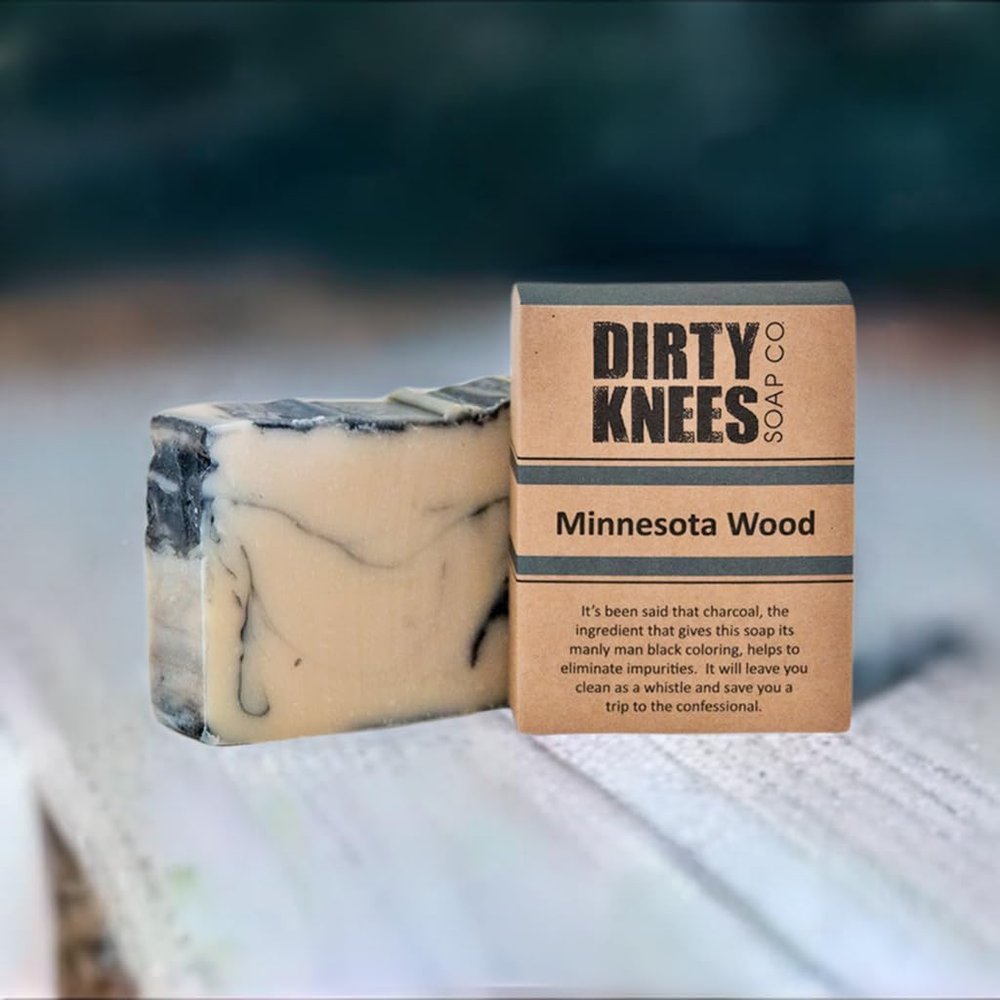 Dirty Knees Soap Co. Minnesota Wood Bar Soap, Charcoal, Deep Cleansing, Handcrafted, 4.2oz