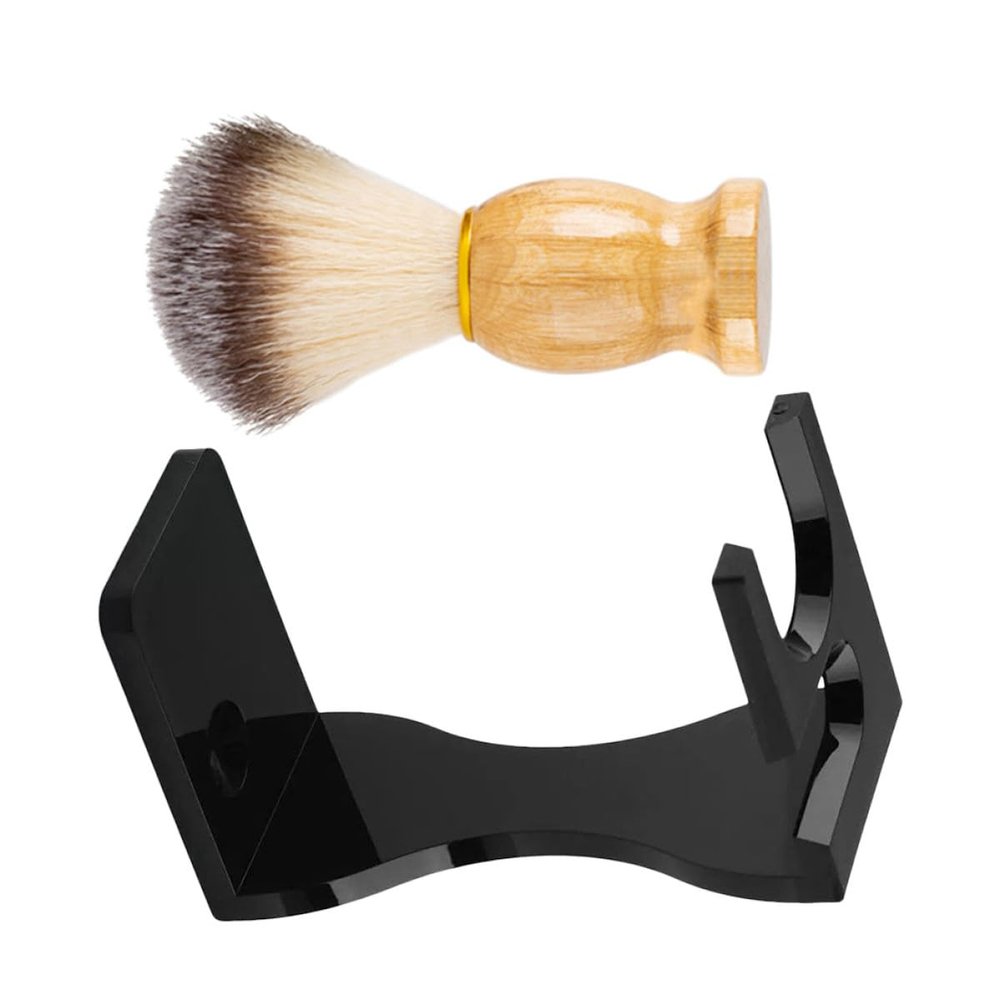 LALADEFIEE Shaving Brush Acrylic Beard Brush Holder 2pcs Set with Support for Men's Grooming and Shaving Accessories