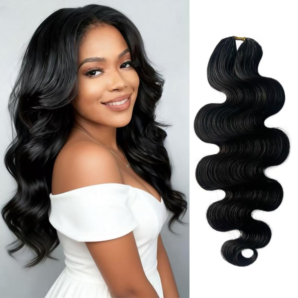 Body Wave Pre-Separated Crochet Hair Extensions Human Hair Knotless Pre-Separated Feather Crochet Braid Hair Extensions Natural Color 12 Inch 50g 50 Strands