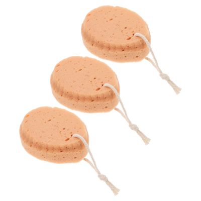 Angoily 3pcs Sponges Soft Exfoliating Shower Puff for Newborns and Adults Gentle Bath Rubbing Sponge Bath Accessories Light Brown