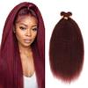 Human Hair Bundles 99J Burgundy Kinky Straight Bundles 300g24 26 28 Inch view 1