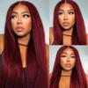 Human Hair Bundles 99J Burgundy Kinky Straight Bundles 300g24 26 28 Inch view 2