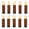 10 Bottle Wood Ball Glass 10ml and Roller Brown Steel with Lid Pack view 1