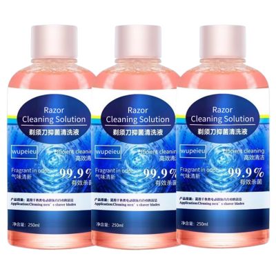 250ml Razor Cleaning Solution, Compatible With Braun, Compatible With Philips, Compatible With Panasonic. Suitable For 99% Of Razors And Hair Clippers(3 pcs)