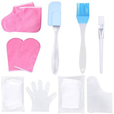 PAMINGONO Paraffin Wax Gloves and Foot Care Moisturizing Mittens Set, Hand and Foot Skin Treatment Accessory for Spa Moisturizing and Dead Skin Removal, Includes Random Color Cotton Covers