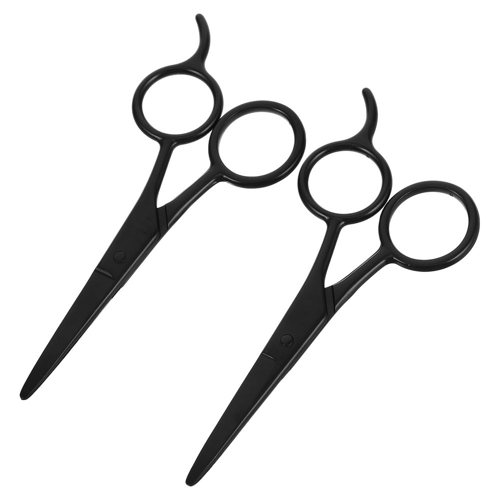HAKIDZEL 2pcs Stainless Steel Beard Shaping Scissors Small Facial Hair Scissors with Black Handle for Mustache Care and Eyebrow Trimming Travel Grooming Kit
