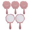 VICASKY 5pcs Handheld Rose Makeup Mirrors for Small Travel Compact Hand Mirrors with Handle Pink Floral Design for Purse Pocket Vanity Use view 1