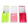 JEWEDECO Portable Travel Makeup Brush Set 5pcs with Mirror Multifunctional Cosmetic Brushes for Foundation Powder Eyeshadow Blending, Professional Travel Makeup Tool Kit for Women view 1