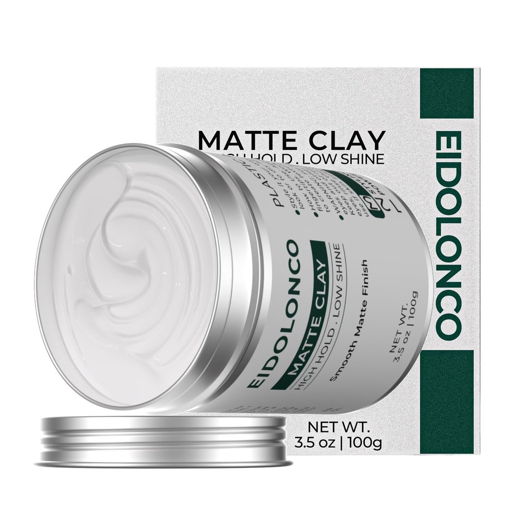 EIDOLONCO Hair Clay for Men, Strong Hold, Matte Paste, Volume & Texture