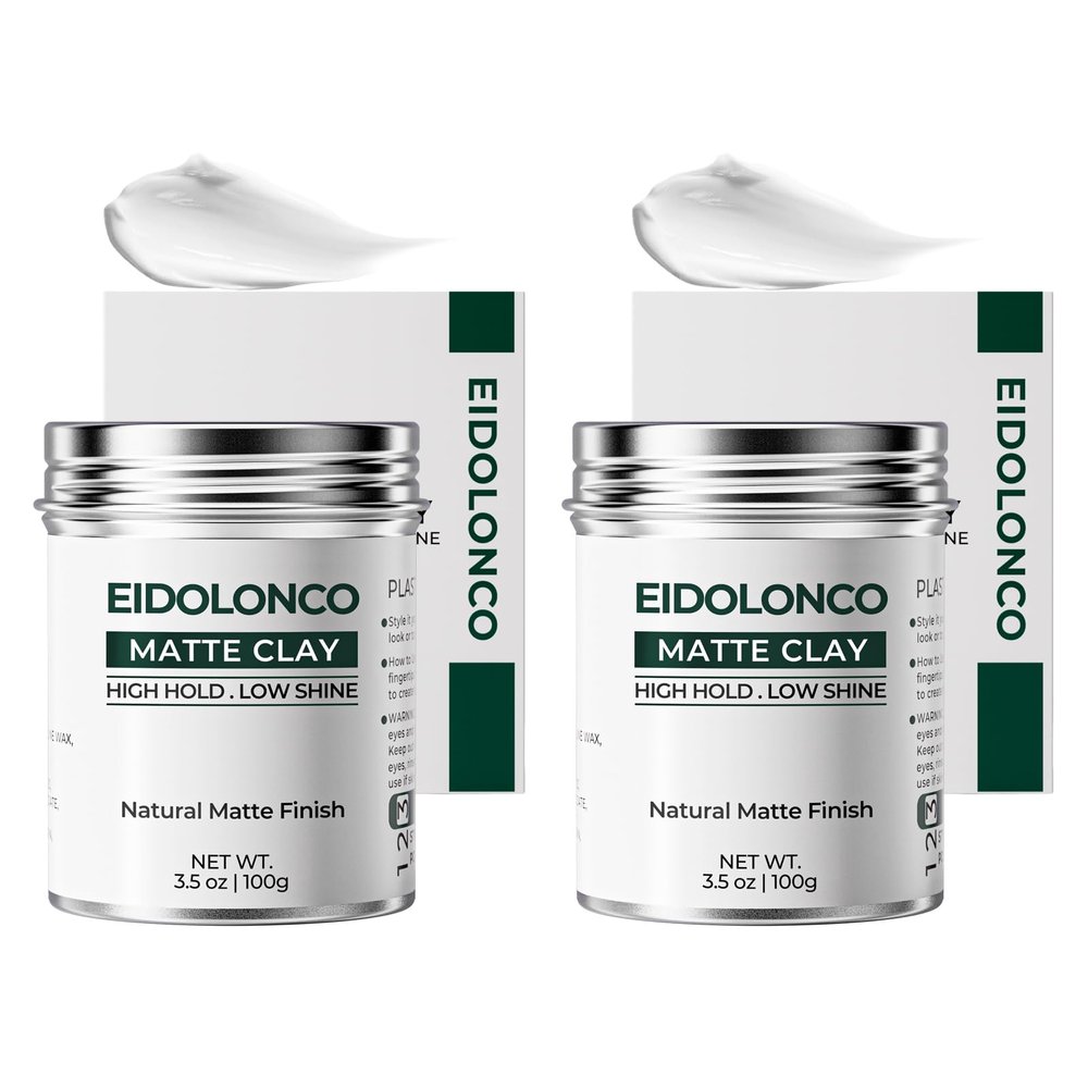 EIDOLONCO Hair Clay for Men, Strong Hold, Matte Paste, Volume & Texture
