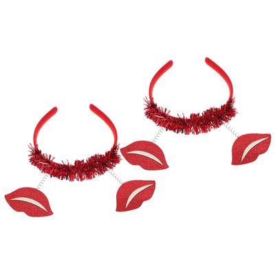 WOONEKY Red Lip Headband 2pcs Accessory Party Hair Ornament Decor Valentines Day Wedding Adult Headband