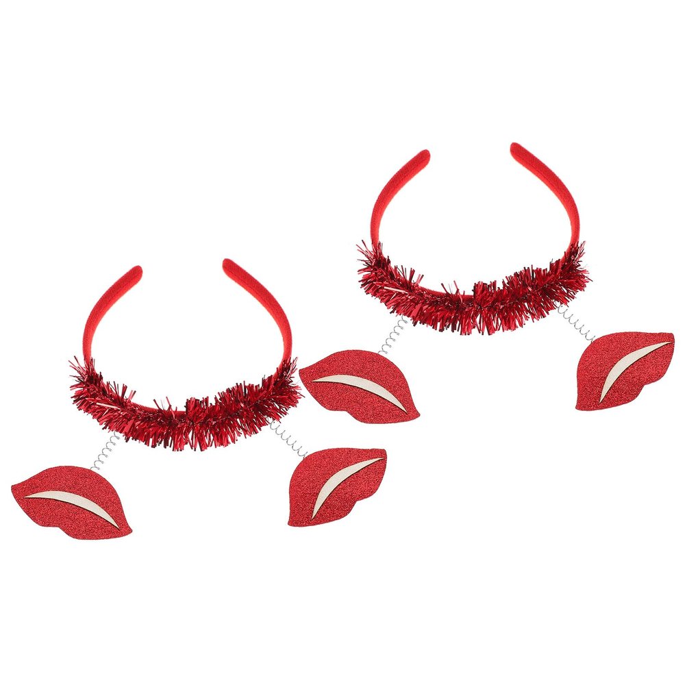 WOONEKY Red Lip Headband 2pcs Accessory Party Hair Ornament Decor Valentines Day Wedding Adult Headband