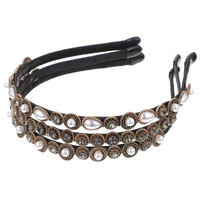 VILLCASE 3 Pcs Baroque Pearl Headbands Set with Alloy Base, Retro Style Hairband Accessories for Women, Elegant Party and Wedding Hair Hoops, Rhinestone, and Teardrop Pearls