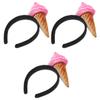 BATHVEVE 3pcs Pink Ice Cream Spa Headbands Makeup Hair Bands for Women, Soft Fabric Washing Face Hair Accessories for Skincare and Styling view 1