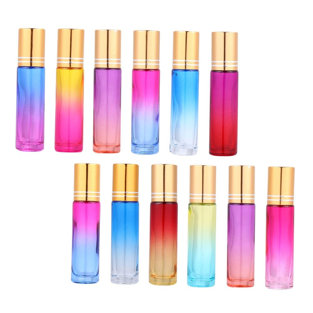 HEALLILY 20pcs 10ml Glass Essential Oil Roller Bottles Empty Roll-on Bottles for Aromatherapy and Perfume Refillable Mini Roller Ball for Travel and Personal Care Random Color