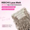 REECHO Curly Clip in Hair Extensions, 4PCS 24 inch Long Hair Extensions Clip ins Lace Weft Natural Hairpieces for Women Daily,Glazed Mocha to Blonde view 2