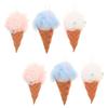 DOITOOL 6pcs Reusable Ice Cream Shape Bath Loofah Balls Shower Body Scrubber Sponge Pouf Set for Women Travel Exfoliating Bath Sponge in Pink, White, and Blue view 1