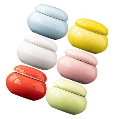 MERRYHAPY 6pcs Mini Ceramic Sample Jars with Lids Multi-function Makeup and Skincare Cream Containers Travel-friendly Lipstick and Tea Storage Set