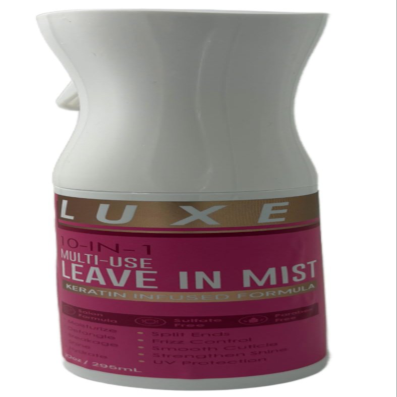 Custom Nature LLC LUXE 10-in-1 Multi-Use Leave in Mist Spray, Keratin Infused Formula, Frizz Control, UV Protection, 10 oz